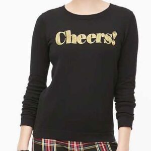 J. Crew Cheers Embroidered Teddie Sweater Black Sz XXS